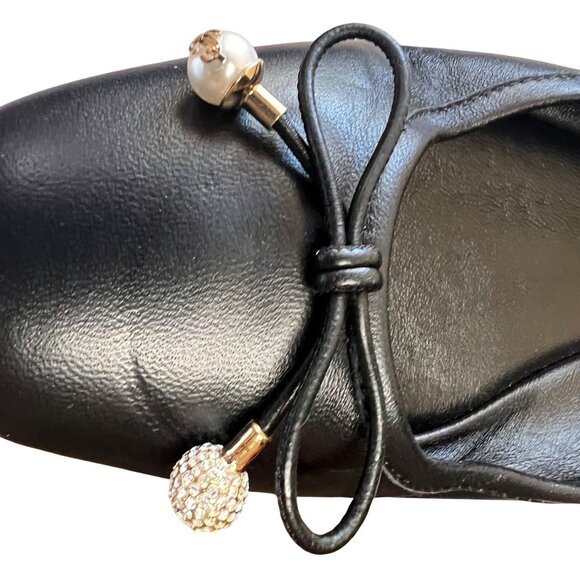 Jimmy Choo Elme Ballet Flats Black Bow Pearl Crystal Embellished US 8 EU 38.5 – - Picture 7 of 16